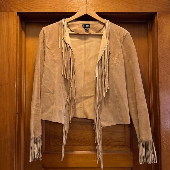 Mixit Tan Suede Fringe Jacket Women’s Medium Boho Western Country - Picture 1 of 7